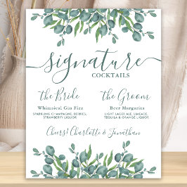 Poster Bebidas com Selo Eucalipto Casamento Personalizado