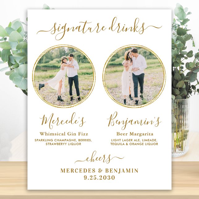 Poster Bebidas com Selo Personalizado Foto Dourada Bar de (Criador carregado)