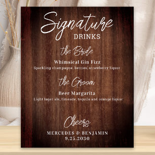 Poster Bebidas com Selo Rústico Bar de Cerveja Personaliz