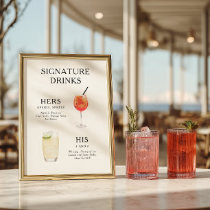 Poster Bebidas de Assinatura Cartaz de Menu de Coquetel d