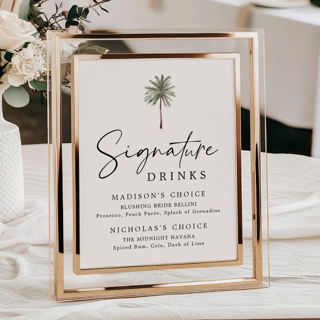 Poster Bebidas de Assinatura Casamento Marfim Árvore de P (Criador carregado)
