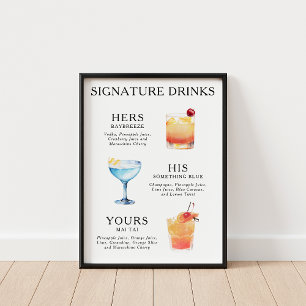 Poster Bebidas de Assinatura Coquetel de Casamento