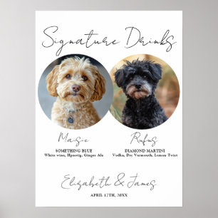 Poster Bebidas de Assinatura de Casamento Animais de Esti