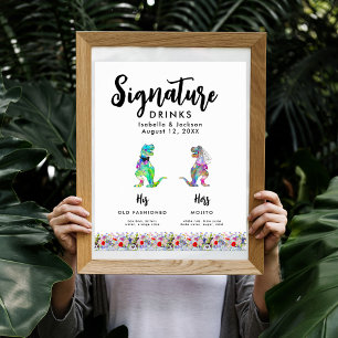 Poster Bebidas de Assinatura do Casamento da Noiva e do N