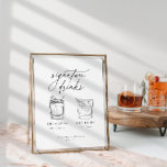 Poster Bebidas De Assinatura Mínimas Chic Contemporâneas<br><div class="desc">Bebidas de assinatura minimalista de Chic,  poster de sinal de casamento.</div>