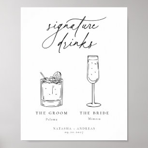 Poster Bebidas De Assinatura Mínimas Chic Contemporâneas