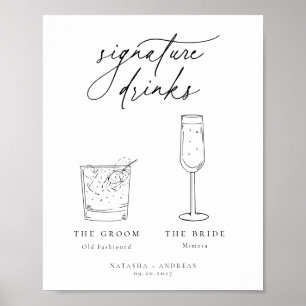 Poster Bebidas De Assinatura Mínimas Chic Contemporâneas