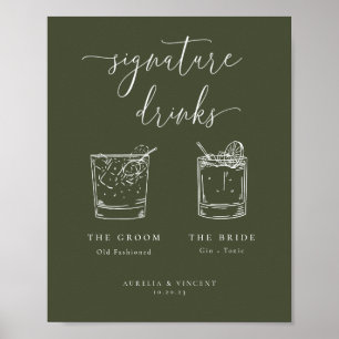 Poster Bebidas De Assinatura Verde Oleícola Minimalista