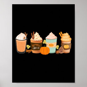 Poster Bebidas de Café com Tempero de Abóbora Lattes de C
