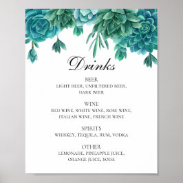 Poster Bebidas de casamento azuis e verdes