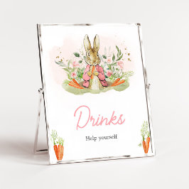 Poster Bebidas De Chá de fraldas De Peter Rabbit Rosa