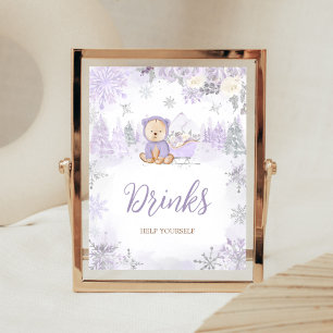 Poster Bebidas de Chá de fraldas de Urso de Inverno Roxo