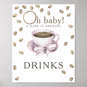 Poster Bebidas de chá de fraldas para café