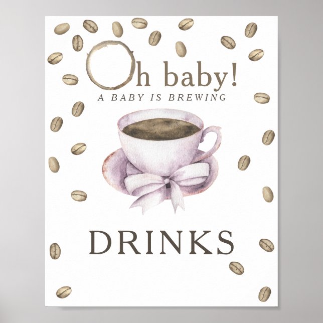 Poster Bebidas de chá de fraldas para café (Frente)
