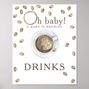 Poster Bebidas de chá de fraldas para café