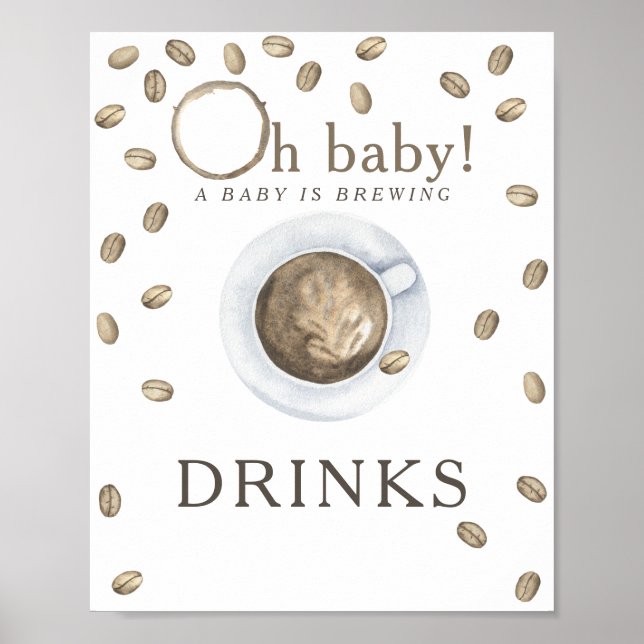 Poster Bebidas de chá de fraldas para café (Frente)