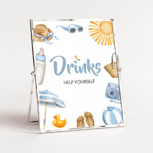Poster Bebidas do Chá de fraldas de abertura azul
