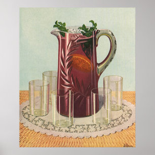 Póster Bebidas do vintage e bebidas, jarro do Sangria