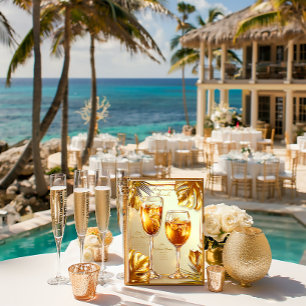 Poster Bebidas Douradas De Assinatura Elegante Tropic Dou