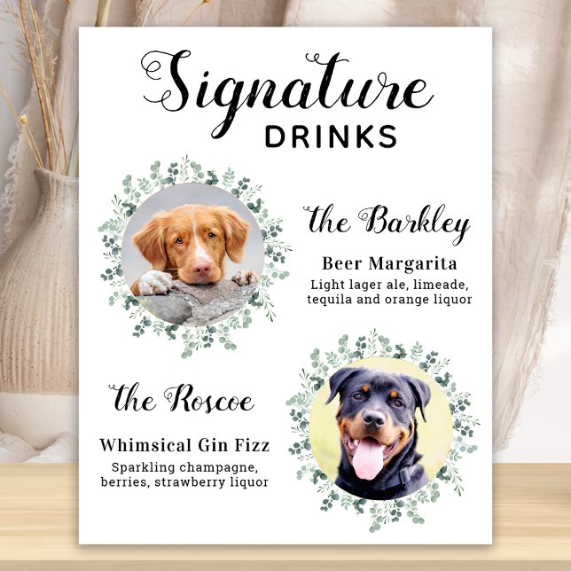 Poster Bebidas Elegantes com Assinatura Pet Casamento Cac (Criador carregado)