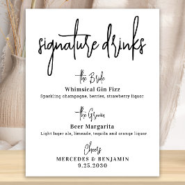 Poster Bebidas Especiais Barra de Casamento com Caligrafi