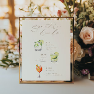 Poster Bebidas Especiais Cartaz de Coquetéis de Casamento