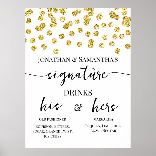 Poster Bebidas Especiais com Pontos de Brilho Dourado Cas (Frente)