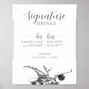 Poster Bebidas Especiais Dele Dela Bar de Coquetéis da No