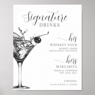 Poster Bebidas Especiais Dele Dela Cocktail Bar Noiva Noi