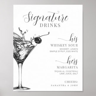 Poster Bebidas Especiais Dele Dela Cocktail Bar Noiva Noi