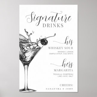 Poster Bebidas Especiais Dele Dela Cocktail Bar Noiva Noi