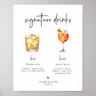 Poster Bebidas Especiais Sinal de Bar de Casamento