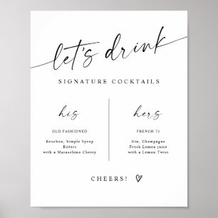 Poster Bebidas Especiais Sinal de Casamento Moderno Manus