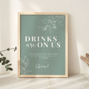 Poster Bebidas Estão No Sinal De Casamento Verde Do Boho