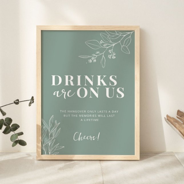 Poster Bebidas Estão No Sinal De Casamento Verde Do Boho  (Criador carregado)