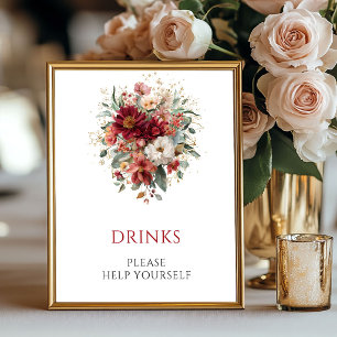 Poster Bebidas Florais de Outono Vermelho Intenso 8x10 Me