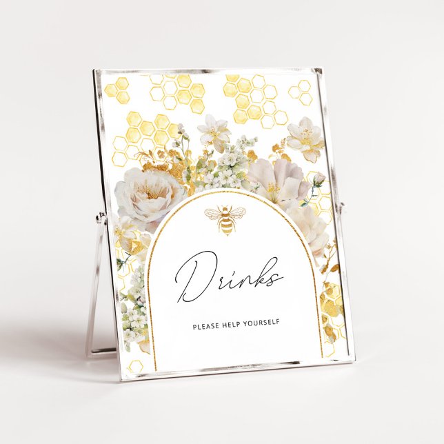 Poster Bebidas florais Douradas ajudam-se (Criador carregado)