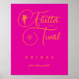 Poster Bebidas Leiteiras Minimalistas Neon Pink Orange