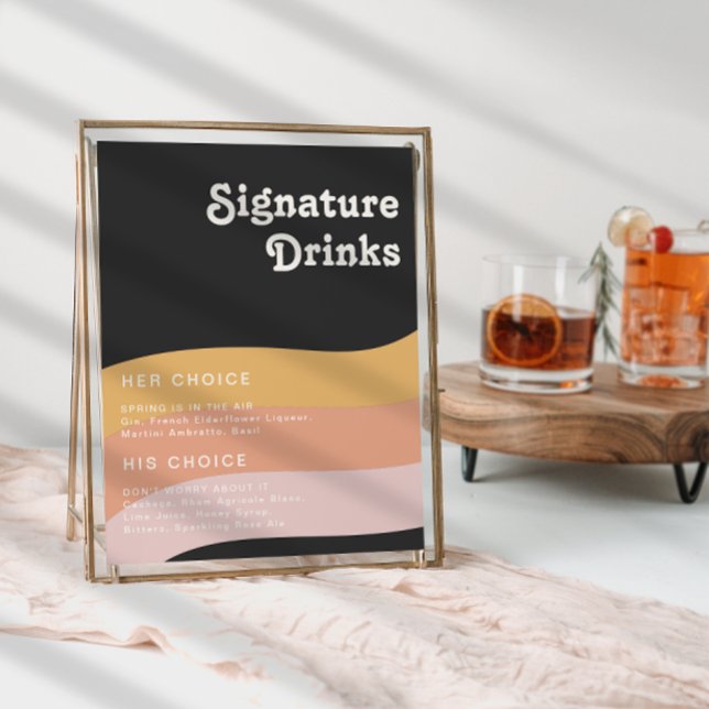 Poster Bebidas Modernas com Assinatura Retro dos Anos 70  (Criador carregado)