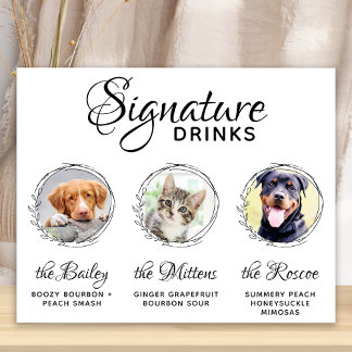 Poster Bebidas Personalizadas Bar Pets Assinatura 3 Fotos