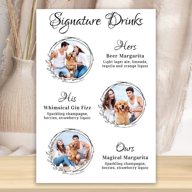 Poster Bebidas Personalizadas com Assinatura 3 Fotos de C (Criador carregado)