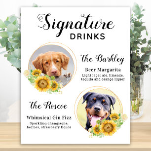 Poster Bebidas Personalizadas com Assinatura Girassóis Pe