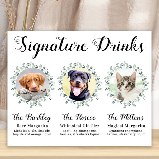 Poster Bebidas Personalizadas para Casamento de Animais d (Criador carregado)