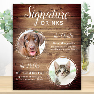 Poster Bebidas Personalizadas para Casamento de Cachorro 