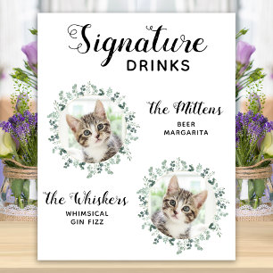 Poster Bebidas Personalizadas para Casamento de Gato com 