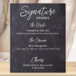 Poster Bebidas Principais Personalizadas Bar de Casamento