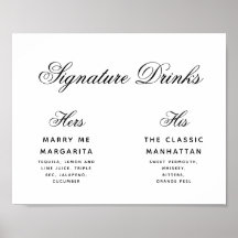Bebidas Signature Simples Sinal de Casamento Preto