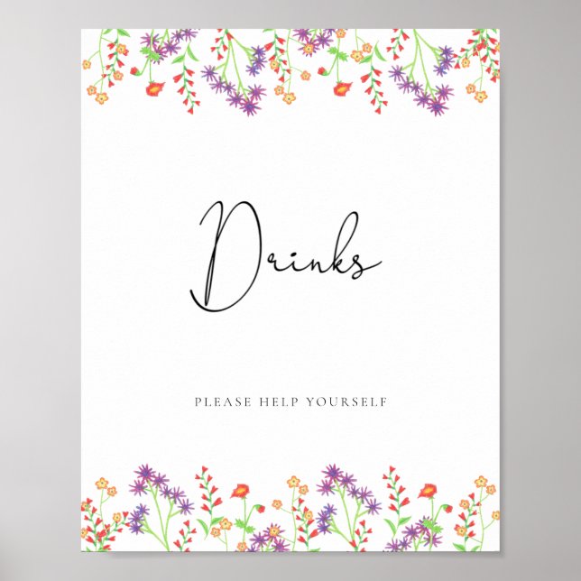 Poster Bebidas Wildflowers ajude-se (Frente)