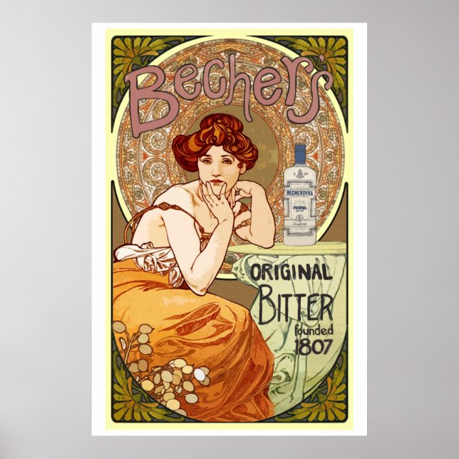 Poster Becher's Bitters, 1807, Art Nouveau (Frente)