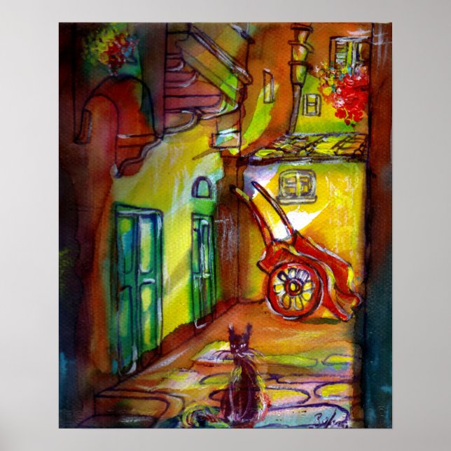 Póster Beco medieval à noite em Florença (Frente)